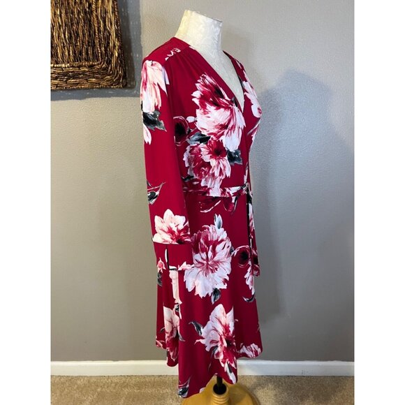 WHBM Medium M Reversible Floral Dot Faux Wrap Dress No Belt - Picture 8 of 15